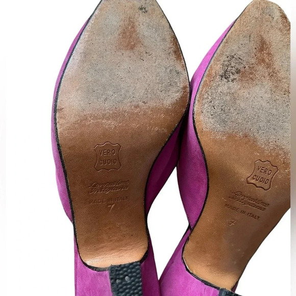 Lavorazione Artigiana Vintage Mules with dexorative buttons dark pink size 7 - Picture 3 of 9